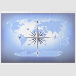 Compass Rose World Map Decoupage Seidenpapier