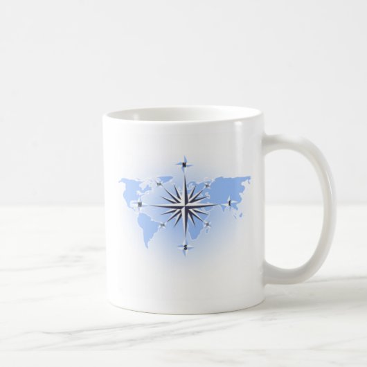 Compass Rose World Map Tasse (Rechts)