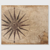 Compass Segelschiff Discovery Age World Map Geschenkpapier (Flach)