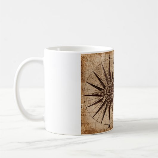 Compass Segelschiff Discovery Age World Map Kaffeetasse (Links)