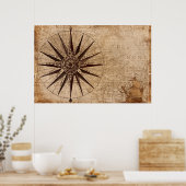 Compass Segelschiff Discovery Age World Map Poster (Küche)