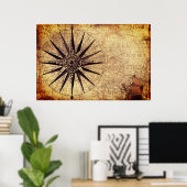 Compass Segelschiff Discovery Age World Map Poster (Heimbüro)