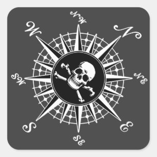 Compass Skull Quadratischer Aufkleber
