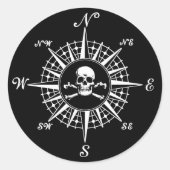Compass Skull Runder Aufkleber (Vorderseite)