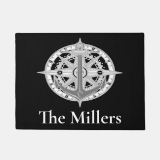 Compass Star Anchor Nautical Nachname Door Mat Fußmatte
