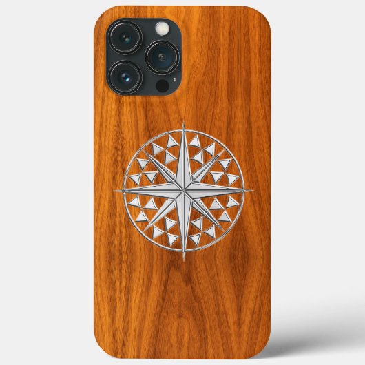 Compass Star auf Teak Veneer Decke Case-Mate iPhone Hülle (Rückseite)