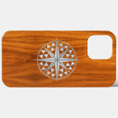 Compass Star auf Teak Veneer Decke Case-Mate iPhone Hülle (Rückseite (Horizontal))