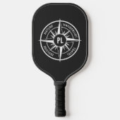 Compass star emblem monogram black and white pickleball schläger (Vorderseite)