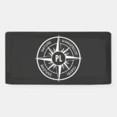Compass star Emblem monogramm schwarz-weiß Banner (Horizontal)