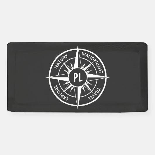 Compass star Emblem monogramm schwarz-weiß Banner (Horizontal)