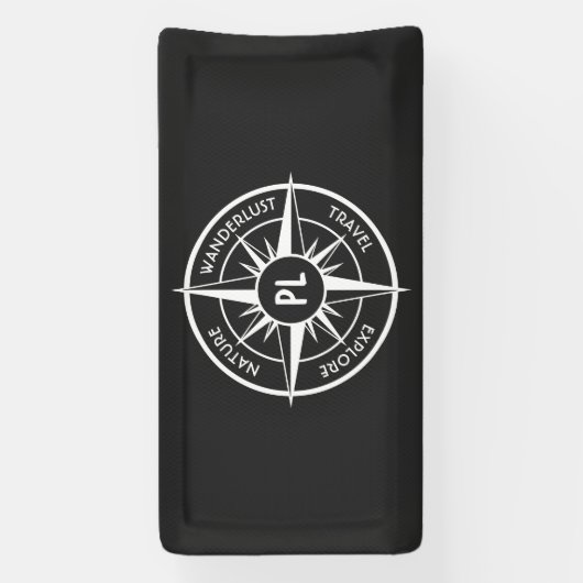 Compass star Emblem monogramm schwarz-weiß Banner (Vertikal)