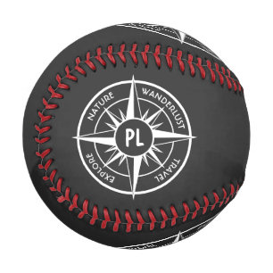 Compass star Emblem monogramm schwarz-weiß Baseball
