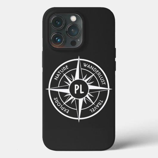 Compass star Emblem monogramm schwarz-weiß Case-Mate iPhone Hülle (Rückseite)