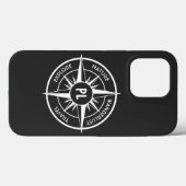 Compass star Emblem monogramm schwarz-weiß Case-Mate iPhone Hülle (Rückseite (Horizontal))