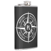 Compass star Emblem monogramm schwarz-weiß Flachmann (Rechts)