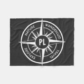 Compass star Emblem monogramm schwarz-weiß Fleecedecke (Vorderseite (Horizontal))
