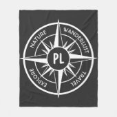 Compass star Emblem monogramm schwarz-weiß Fleecedecke (Vorderseite)