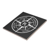 Compass star Emblem monogramm schwarz-weiß Fliese (Seite)