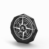 Compass star Emblem monogramm schwarz-weiß Fotoblock (Rechts)
