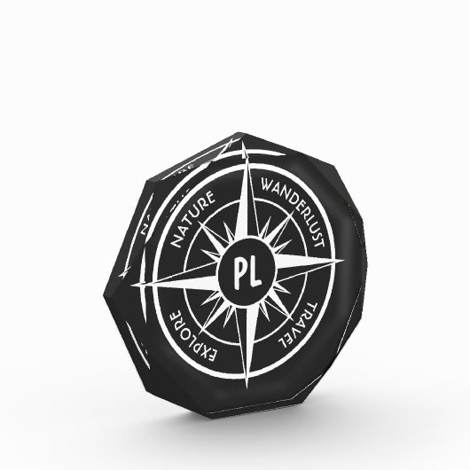Compass star Emblem monogramm schwarz-weiß Fotoblock (Links)