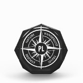Compass star Emblem monogramm schwarz-weiß Fotoblock (Vorderseite)