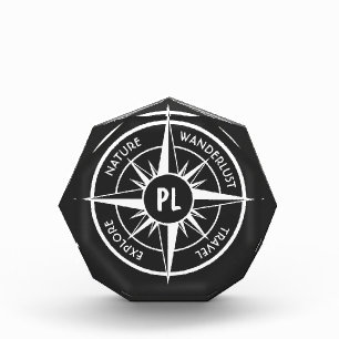 Compass star Emblem monogramm schwarz-weiß Fotoblock
