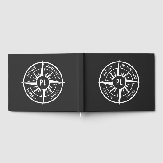 Compass star Emblem monogramm schwarz-weiß Gästebuch (Voll)