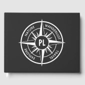 Compass star Emblem monogramm schwarz-weiß Gästebuch (Vorderseite)