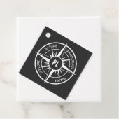 Compass star Emblem monogramm schwarz-weiß Geschenkanhänger (Beispiel)