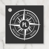 Compass star Emblem monogramm schwarz-weiß Geschenkanhänger (Vorderseite)