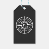 Compass star Emblem monogramm schwarz-weiß Geschenkanhänger (Vorderseite)