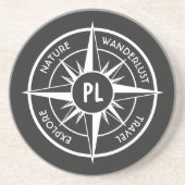 Compass star Emblem monogramm schwarz-weiß Getränkeuntersetzer (Vorne)