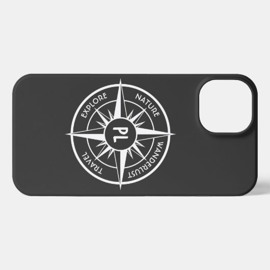 Compass star Emblem monogramm schwarz-weiß iPhone Hülle (Rückseite (Horizontal))