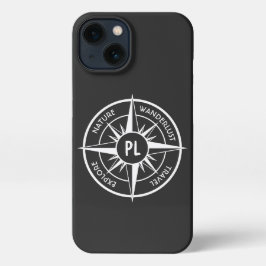 Compass star Emblem monogramm schwarz-weiß iPhone 13 Hülle