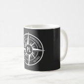 Compass star Emblem monogramm schwarz-weiß Kaffeetasse (VorderseiteRechts)