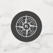 Compass star Emblem monogramm schwarz-weiß Konfetti (Klein Vorderseite)