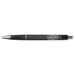 Compass star Emblem monogramm schwarz-weiß Kugelschreiber
