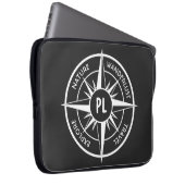 Compass star Emblem monogramm schwarz-weiß Laptopschutzhülle (Vorne Rechts)