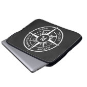 Compass star Emblem monogramm schwarz-weiß Laptopschutzhülle (Vorne Knopf)