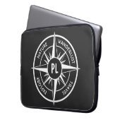 Compass star Emblem monogramm schwarz-weiß Laptopschutzhülle (Vorderseite Links)
