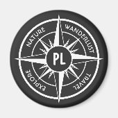 Compass star Emblem monogramm schwarz-weiß Magnet (Vorne)