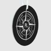 Compass star Emblem monogramm schwarz-weiß Ornament (Vorderseite)