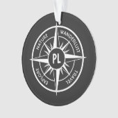 Compass star Emblem monogramm schwarz-weiß Ornament (Vorderseite)