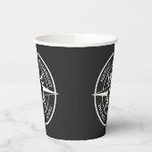 Compass star Emblem monogramm schwarz-weiß Pappbecher (Links)