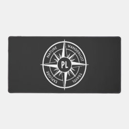 Compass star Emblem monogramm schwarz-weiß Schreibtischunterlage