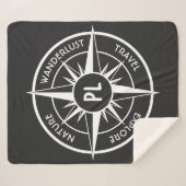 Compass star Emblem monogramm schwarz-weiß Sherpadecke (Vorderseite (Horizontal))