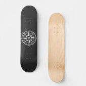 Compass star Emblem monogramm schwarz-weiß Skateboard (Vorderseite)