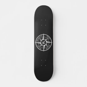Compass star Emblem monogramm schwarz-weiß Skateboard