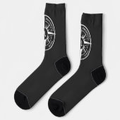 Compass star Emblem monogramm schwarz-weiß Socken (Linkes Detail)