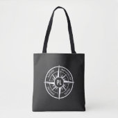 Compass star Emblem monogramm schwarz-weiß Tasche (Vorderseite)